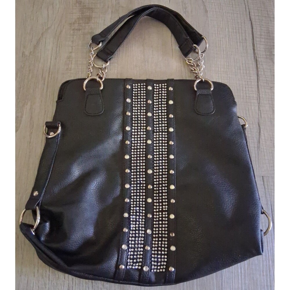 Vintage Maurices black faux-leather shoulder bag/tote like new